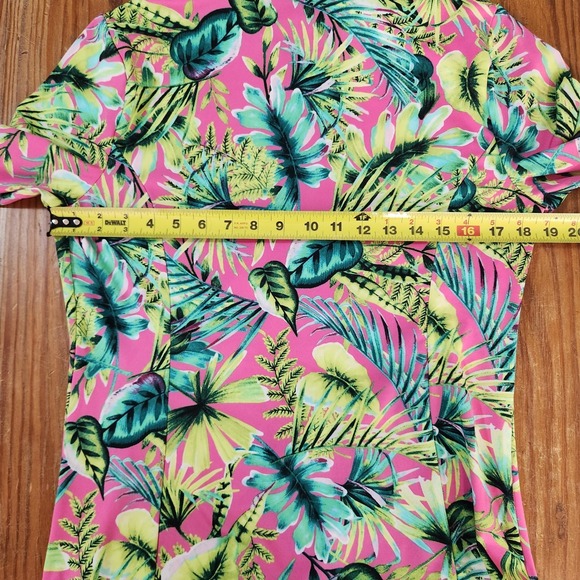 Tommy Bahama Golf 1/4 Zip Pullover Top Thumbholes‎ Pockets Large Tropical UPF 50 - Picture 7 of 13
